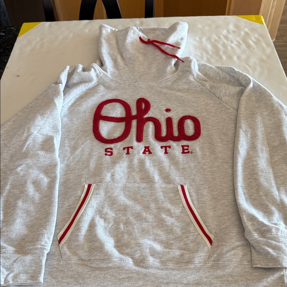 Varsity Gray & Red Ohio State Hooded Sweatshirt
